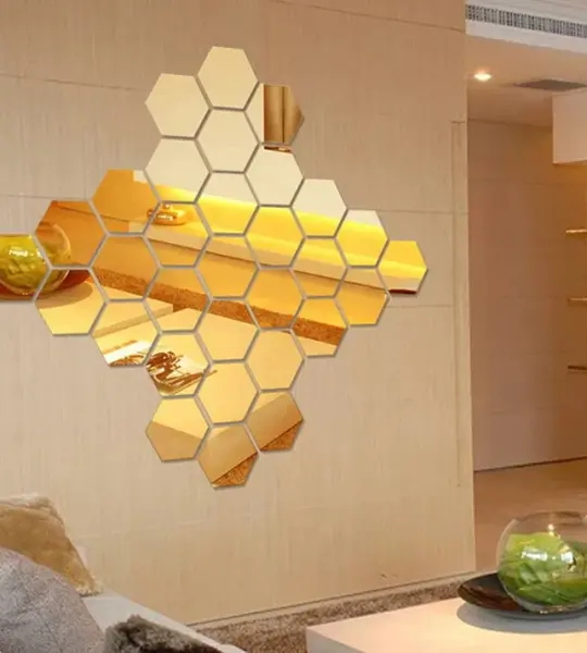 Acrylic Hexagon wall decor Mirror - Wall Decorations