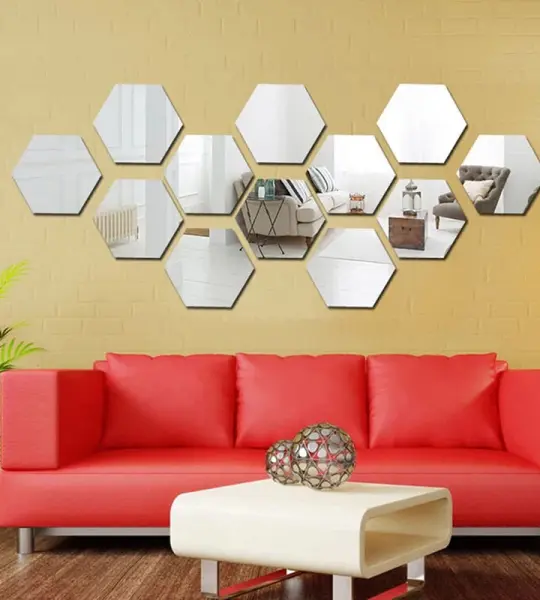 Acrylic Hexagon wall decor Mirror - Wall Decorations